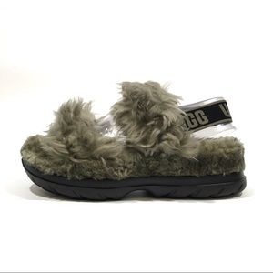UGG Fluff Sugar Slingback Sandal Slipper -Burnt Olive Faux Fur -Women’s US 8